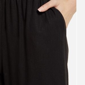 Treasure & Bond Black Elastic Waist Linen Blend Pants